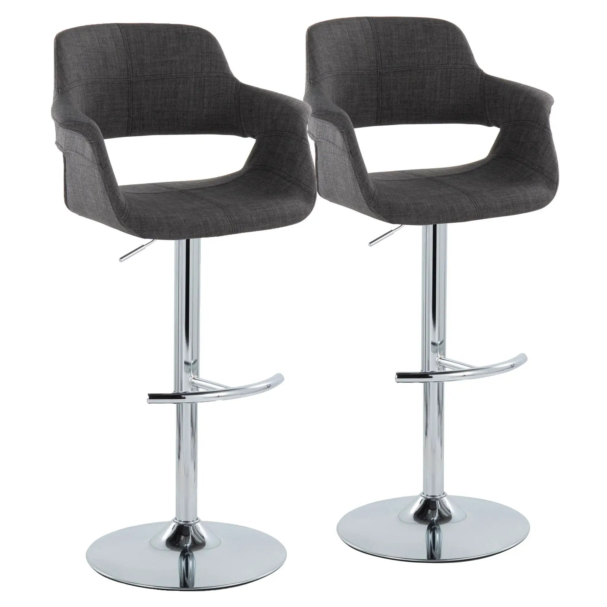 Vintage Flair - Mid Century Modern Adjustable Barstool With Swivel With Rounded T Footrest (Set of 2) by HouseOfZazla