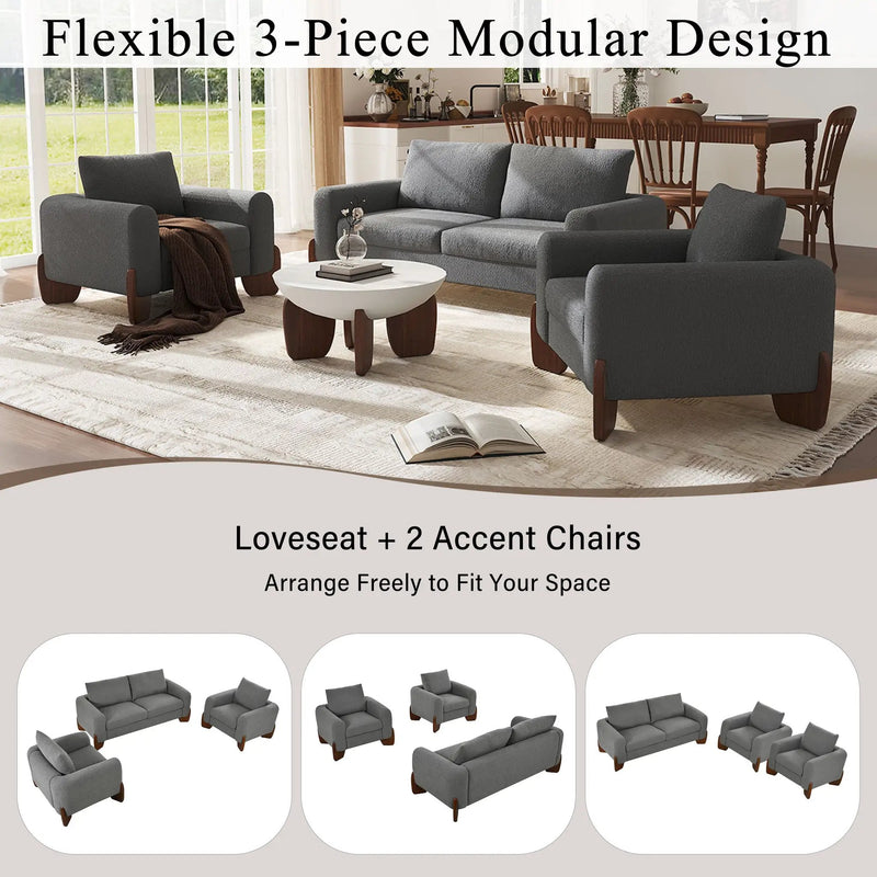U_Style Modern 3-Piece Living Room Sofa Set by HouseOfZazla