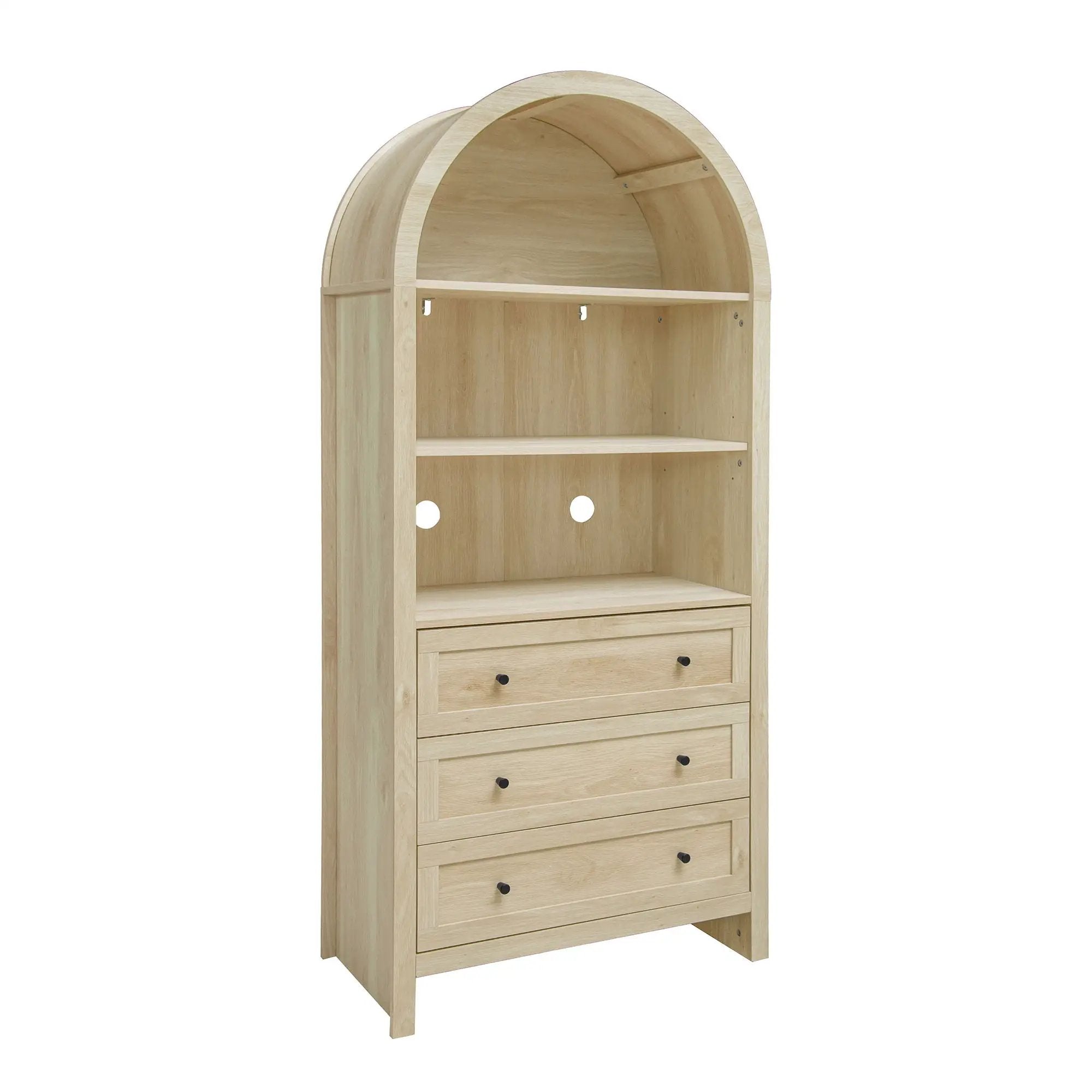 Arched Kitchen Pantry, Modern Farmhouse Wood Kitchen Storage Cabinets, Arched Storage Display Cabinet With Adjustable Shelves, Versatile Cupboard For Kitchen, Dining Room, Living Room - Natural by HouseOfZazla