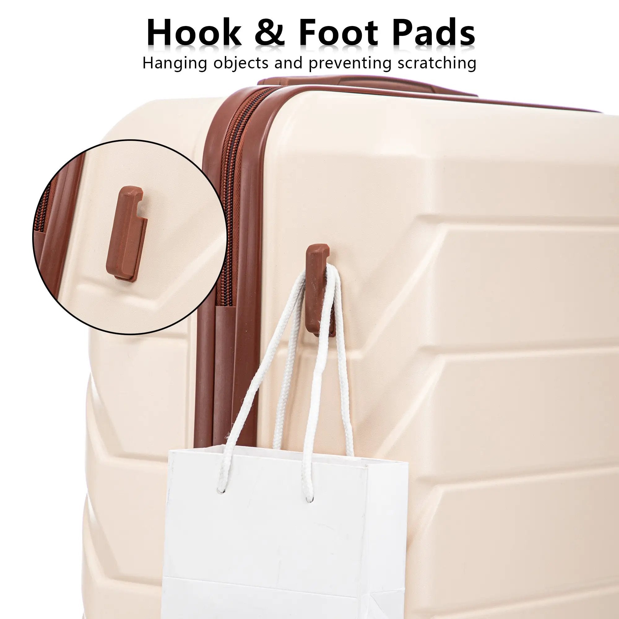 3-Piece ABS Spinner Wheel Luggage Set 20"/24"/28" Beige by HouseOfZazla
