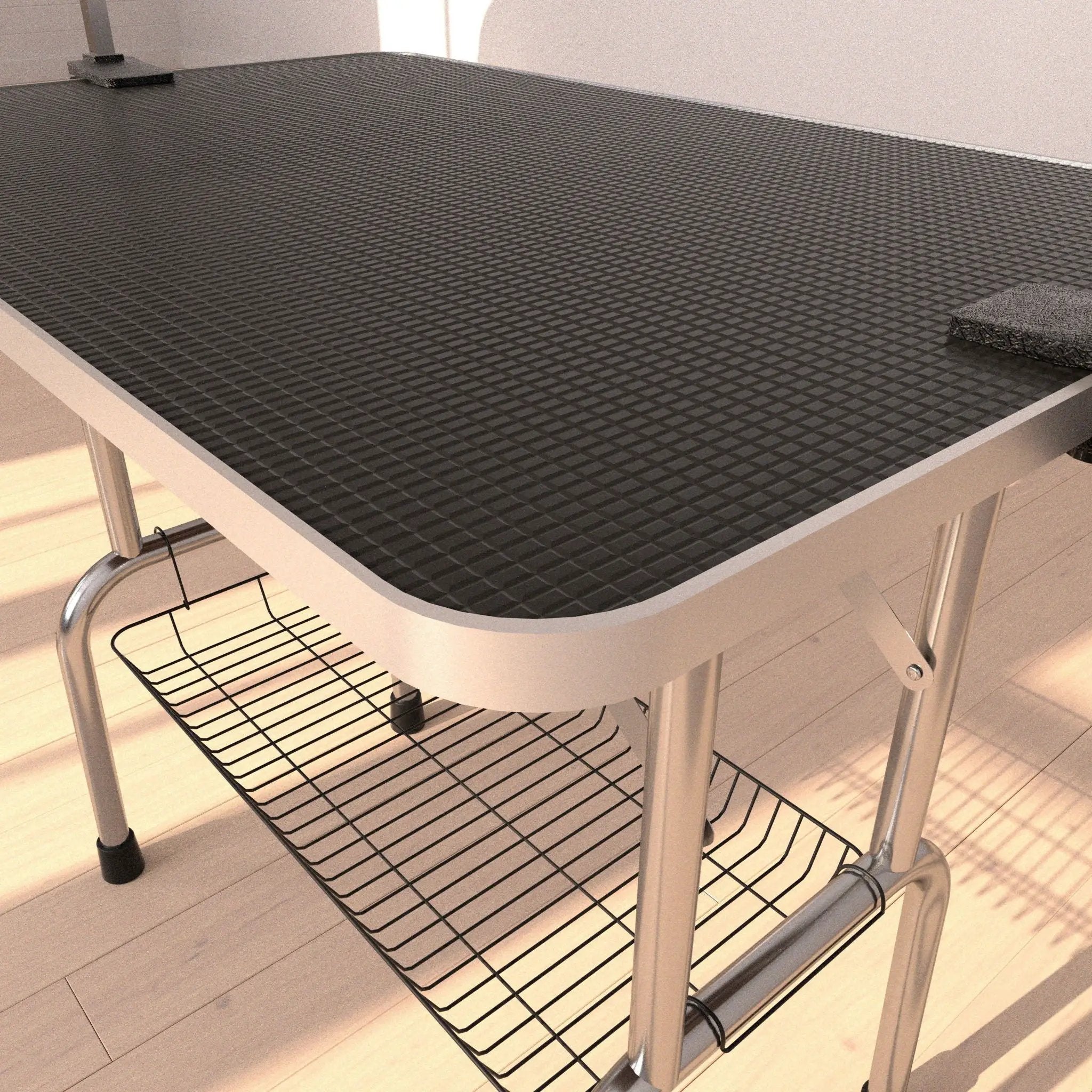 Professional Dog Pet Grooming Table Large Adjustable Heavy Duty Portable With Arm & Noose & Mesh Tray - Black by HouseOfZazla