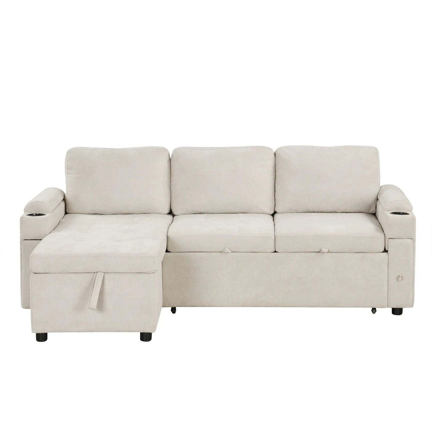 Convertible L Shaped Sofa Couch With Storage, Cup Holders, USB Ports by Unique Piece Furniture