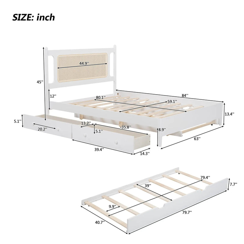 Platform Bed With 2 Big Drawers & Trundle by HouseOfZazla