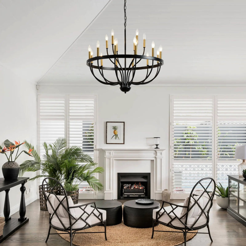 18-Light Industrial Iron Candle Chandelier by HouseOfZazla