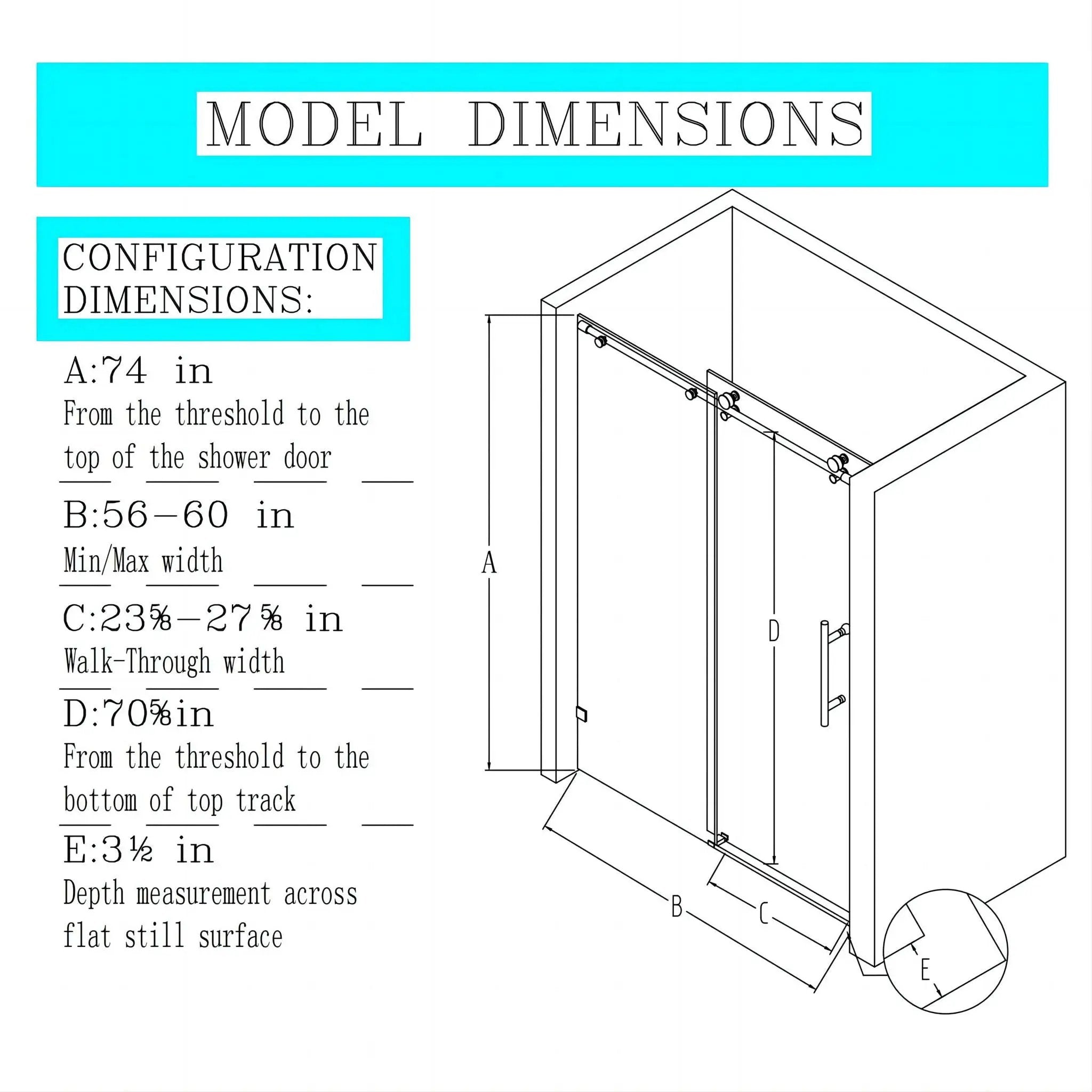 Frameless Single Sliding Soft Close Shower Doors, 5/16" Sgcc Tempered Glass by HouseOfZazla