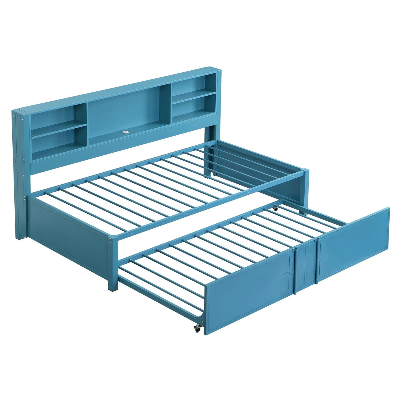 Industrial Metal Daybed With Trundle, Storage Shelves, USB Ports by Unique Piece Furniture