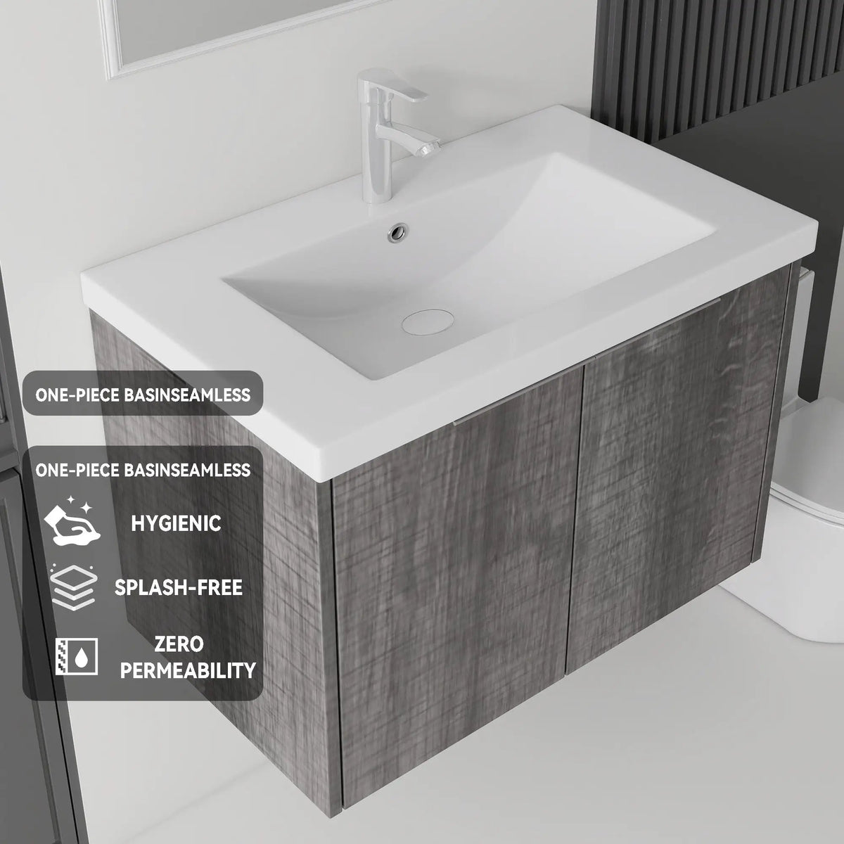36 Inch Floating Bathroom Vanity with Ceramic Sink and Soft-Close Door by HouseOfZazla