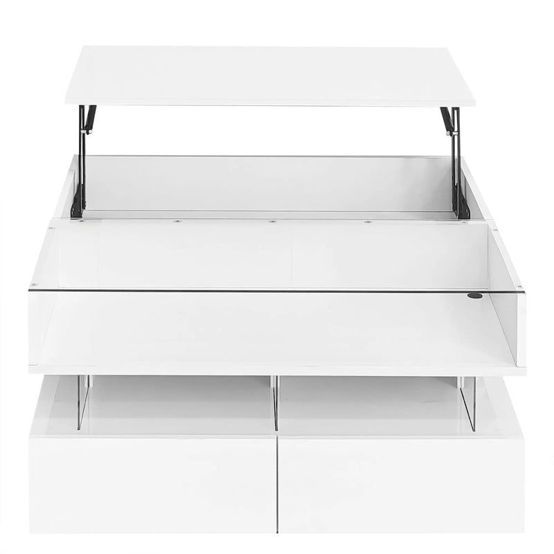 Lift Top Coffee Table With 2 Drawers, Hidden Space And LED Lights For Living Room by HouseOfZazla