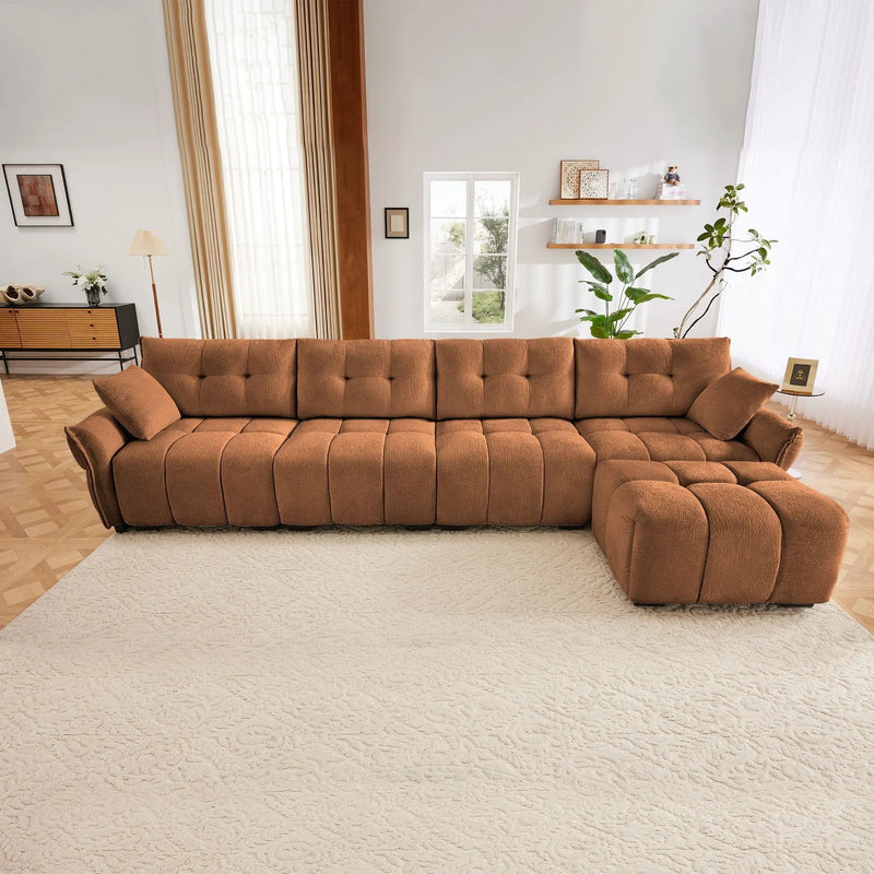 Sofa Set With Ottoman And Pillows, Textured, High Resilience Cushions by Unique Piece Furniture