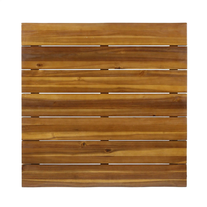 Outdoor Coffee Table With Slat Top And Metal Legs - Teak by HouseOfZazla