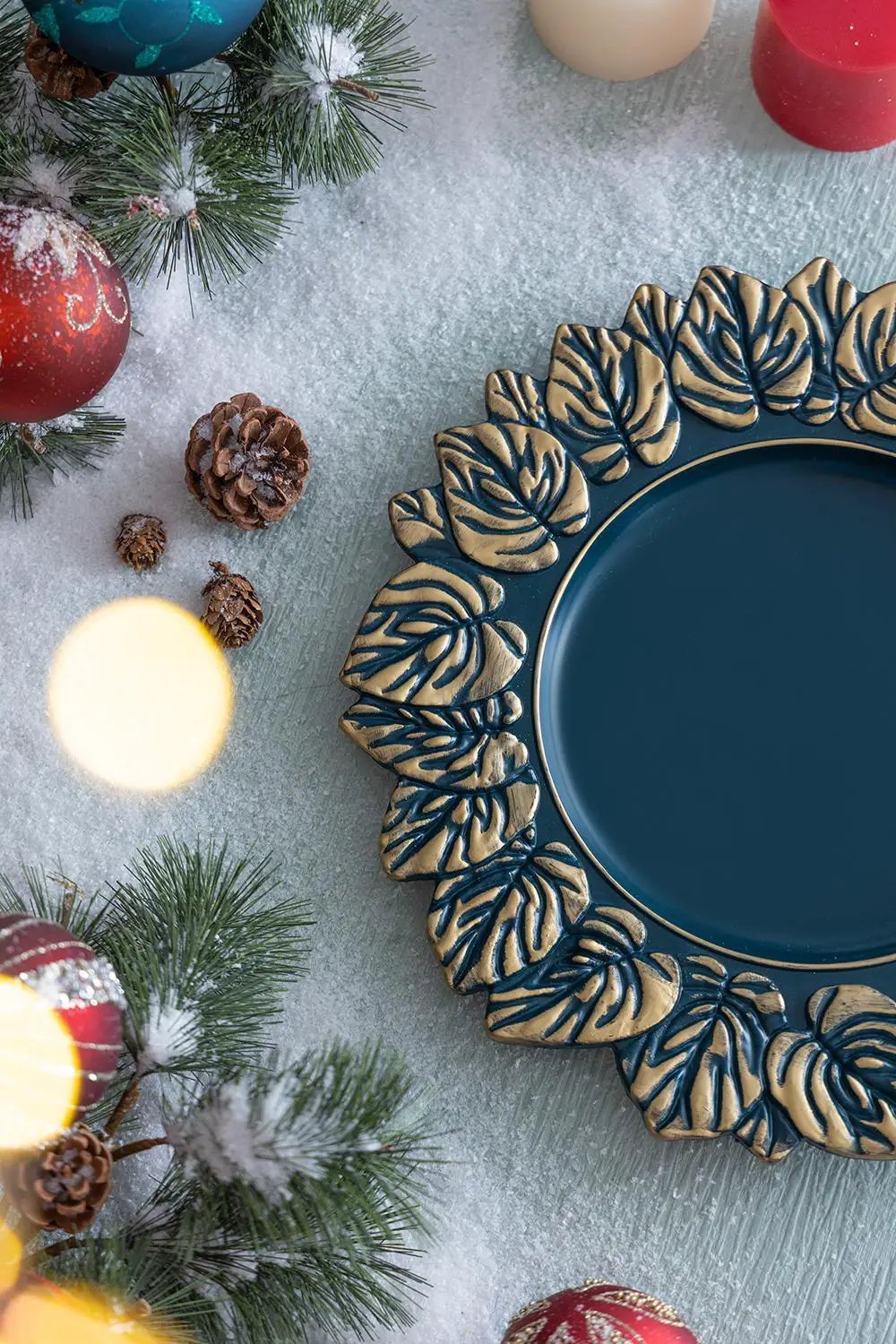 Plastic Charger Plate (Set of 8) - Blue / Gold by Unique Piece Furniture