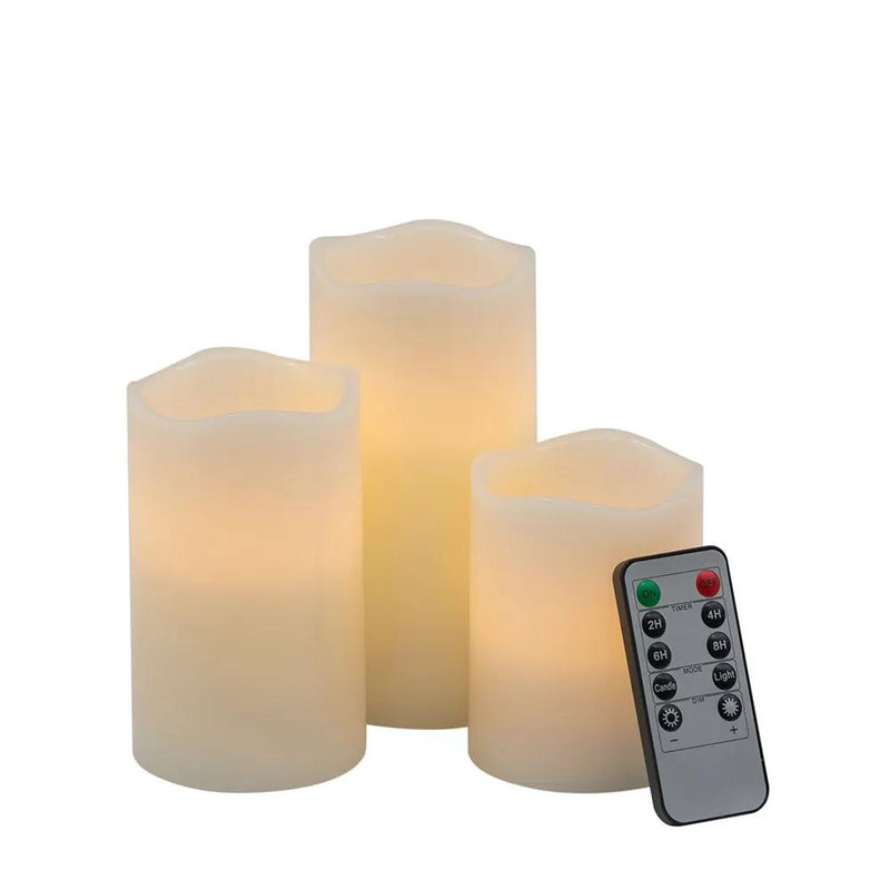 LED Candles With Remote Timer (Set of 3) - Ivory by HouseOfZazla