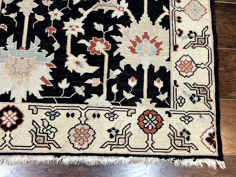Turkish Flatweave Kilim Rug 3x5, Black, Handmade Vintage Wool Carpet by Jewel Rugs