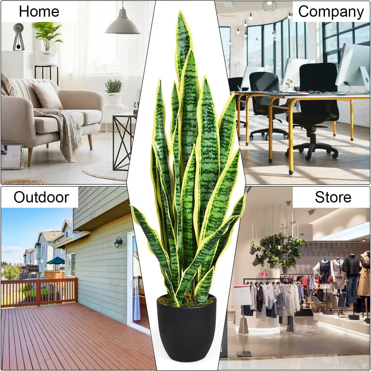 35.5 Inch Indoor-Outdoor Decoration Fake Artificial Snake Plant by DirectDeals