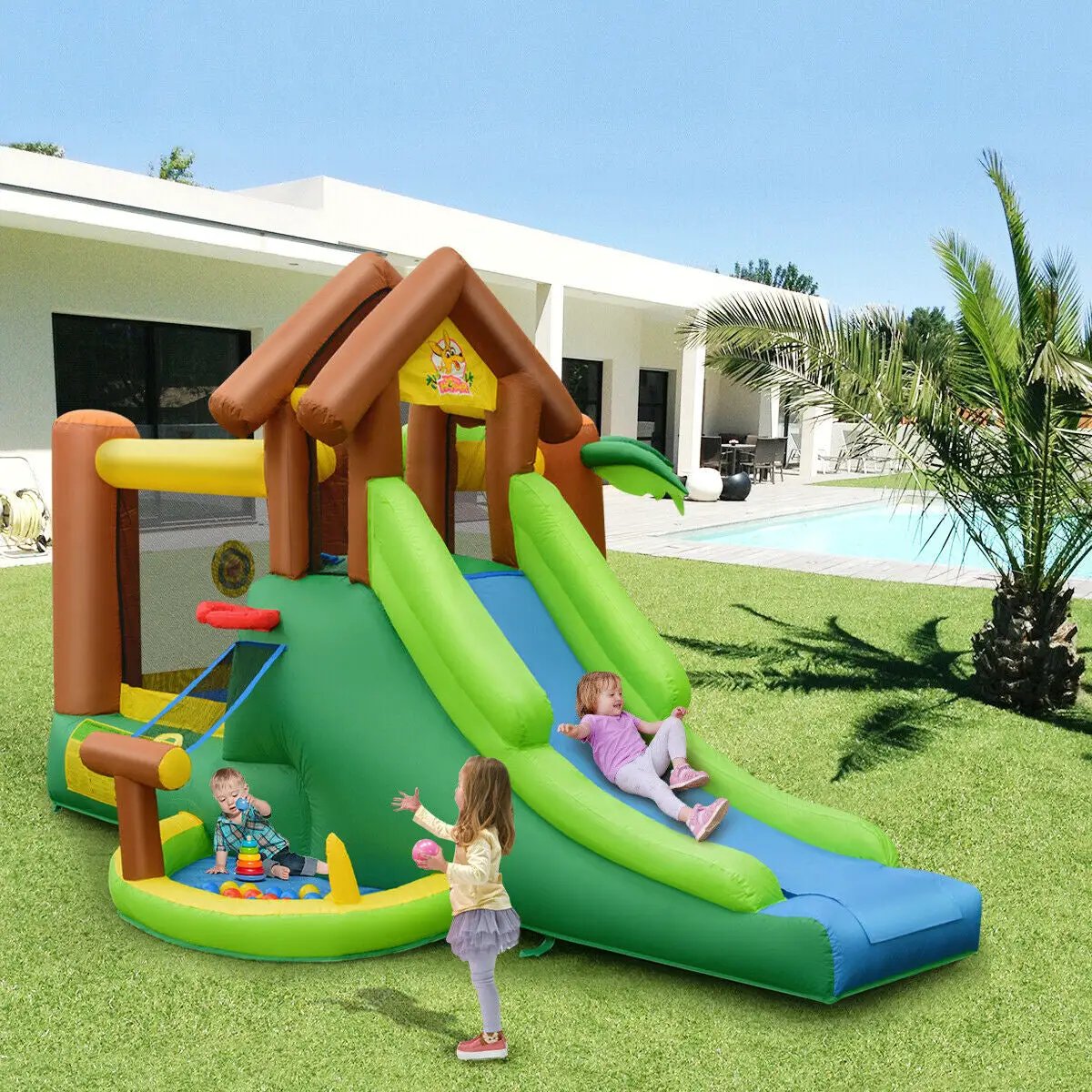 Kids Inflatable Jungle Bounce House Castle including Bag without Blower by DirectDeals