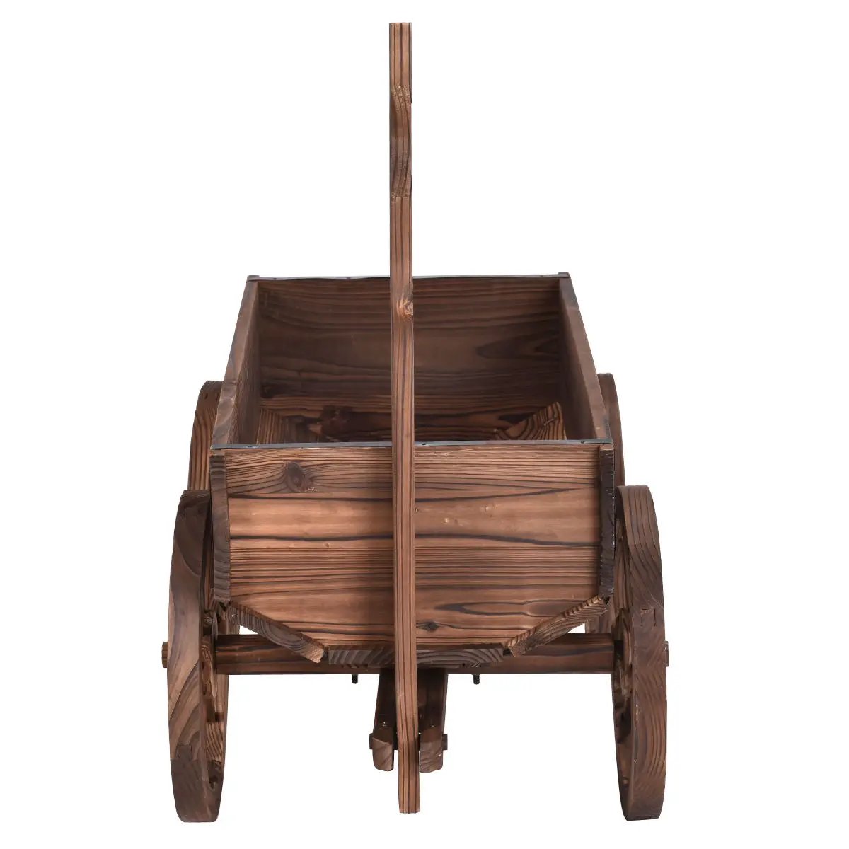 Wood Wagon Planter Pot Stand with Wheels by DirectDeals