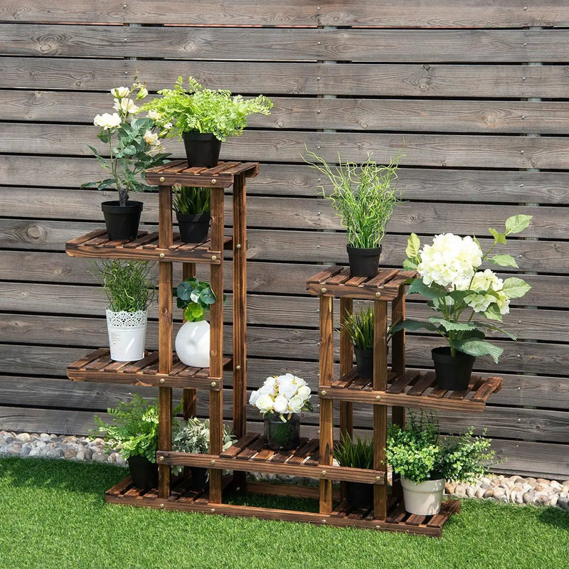 6 Tier Wooden Shelf Storage Plant Rack Stand by DirectDeals
