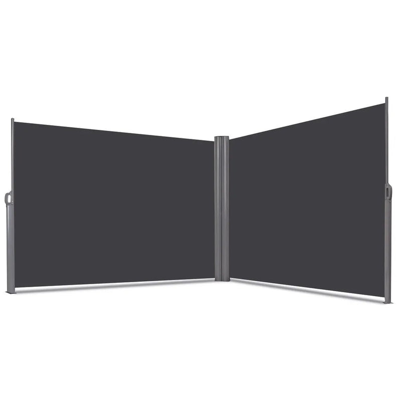 237 x 63 Inch Patio Retractable Double Folding Side Awning Screen Divider by DirectDeals
