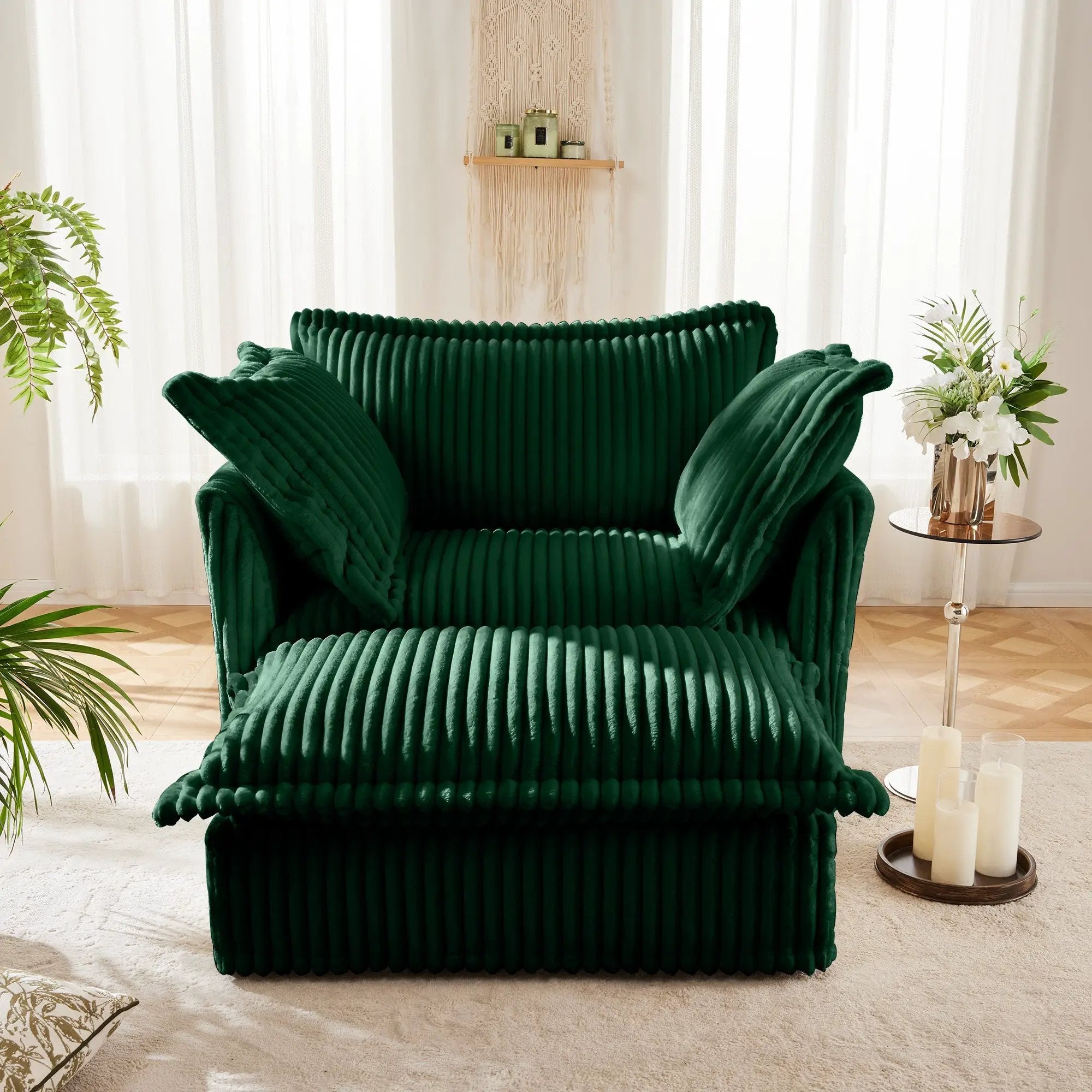 Upholstered Slipcovered Armchair with Ottoman Set (Set of 2) by HouseOfZazla