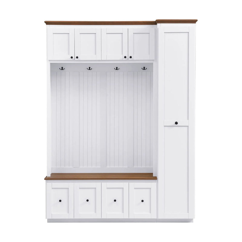 Entryway Hall Tree With Storage Bench, Coat Rack Shoe Bench With Cabinets by HouseOfZazla