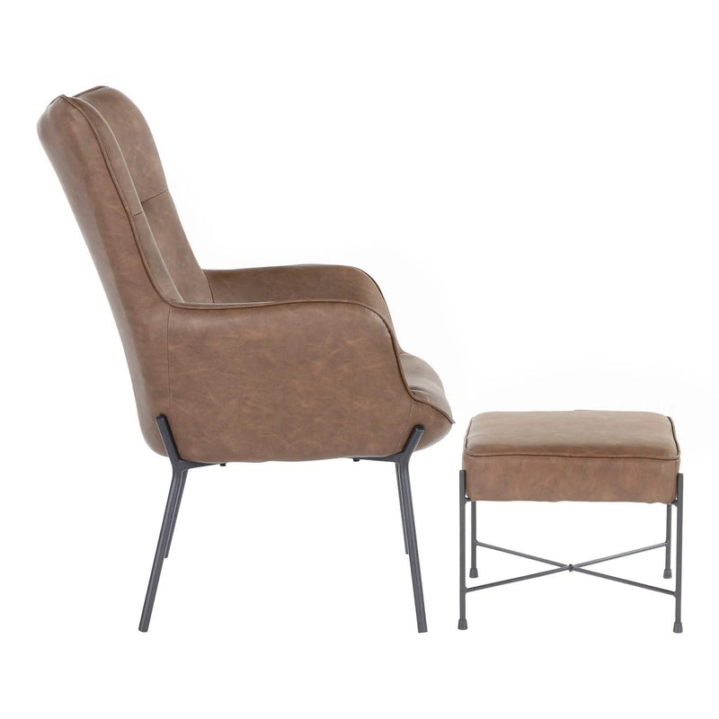Izzy - Industrial Lounge Chair & Ottoman Set by Unique Piece Furniture