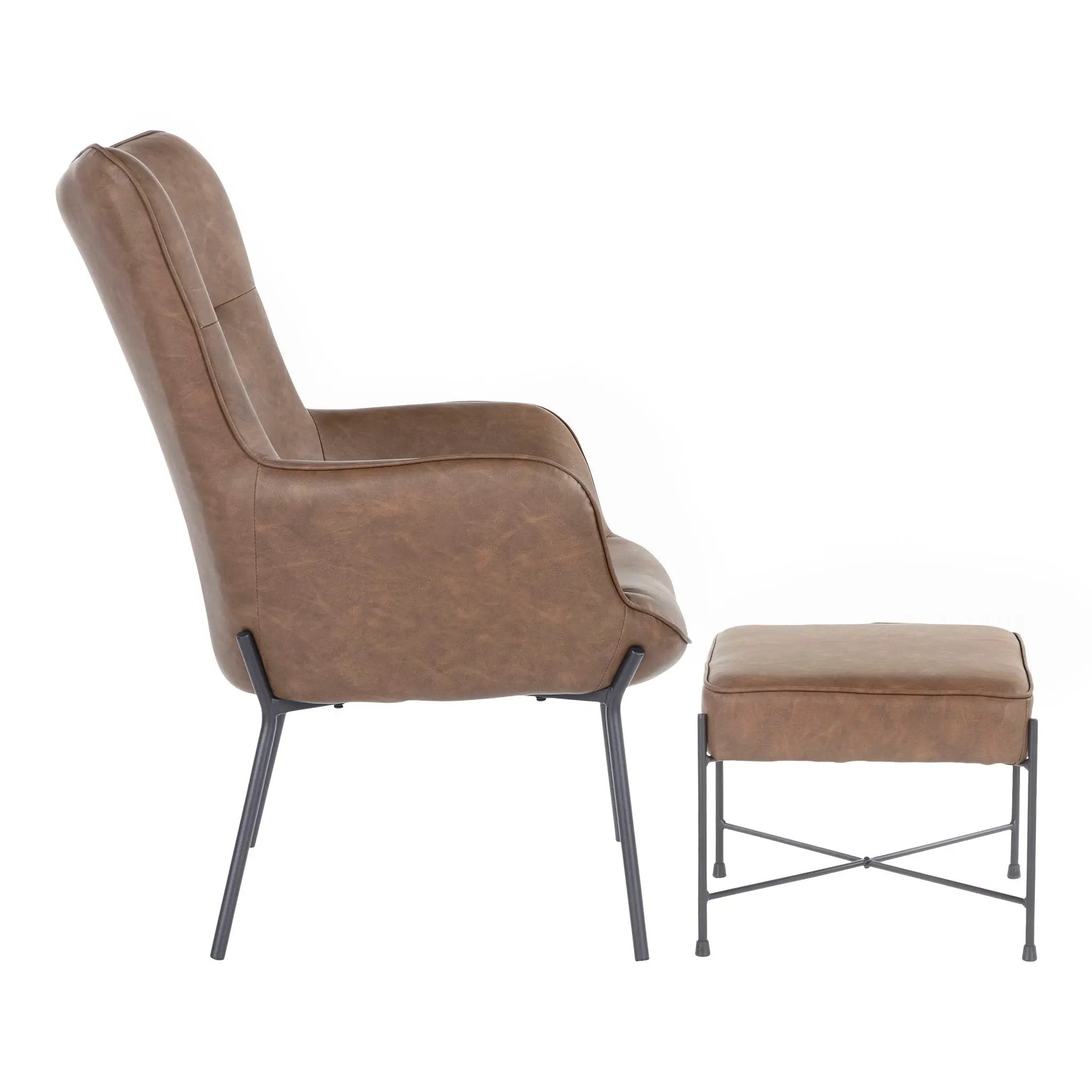 Izzy - Industrial Lounge Chair & Ottoman Set by HouseOfZazla