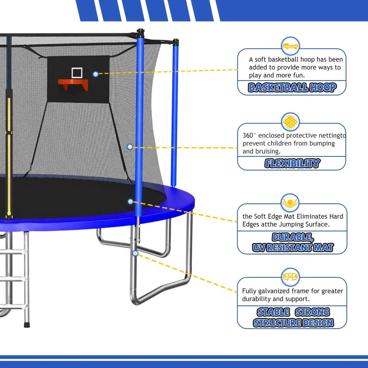 14FT Trampoline with Enclosure Net by HouseOfZazla