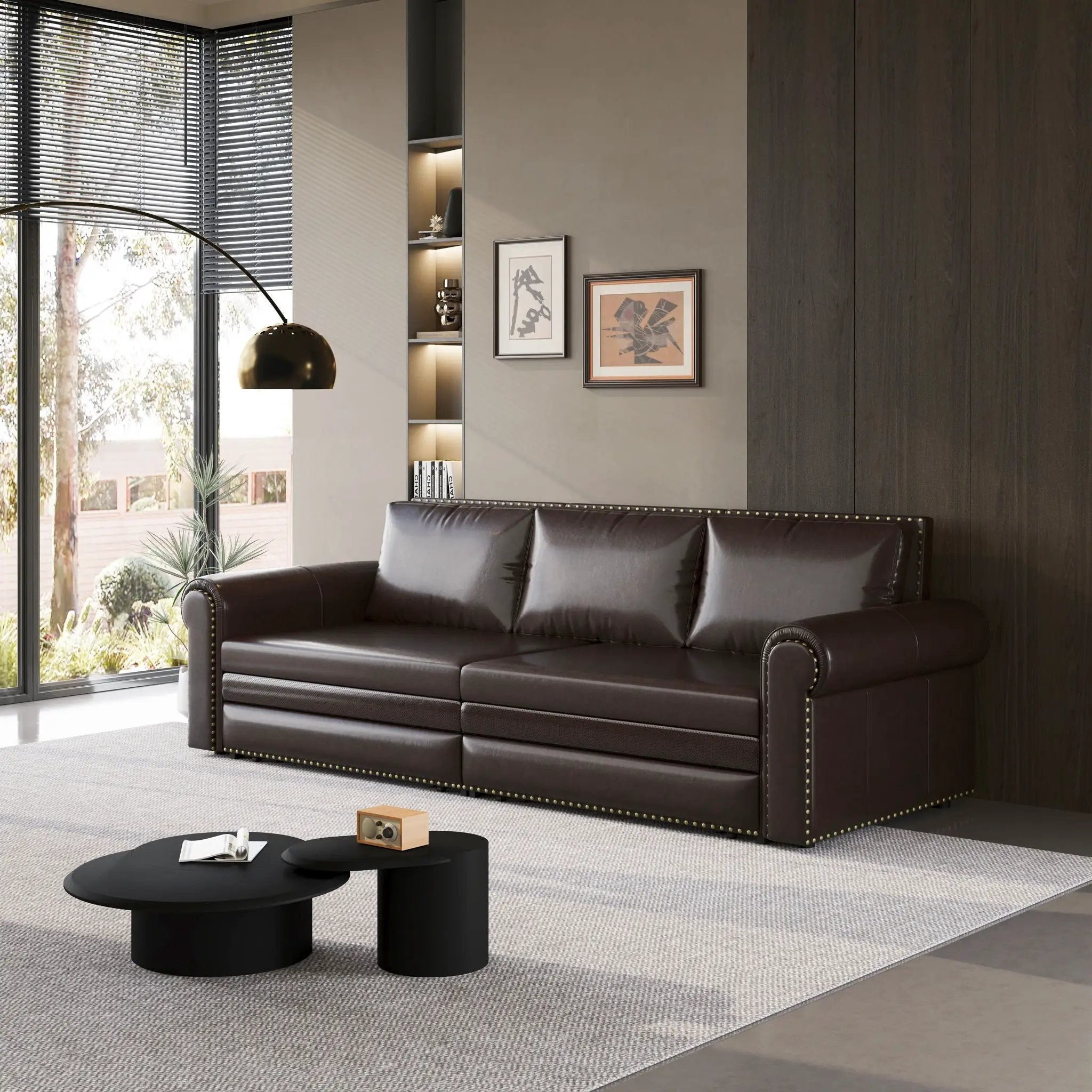 3 In 1 Convertible Sleeper Sofa With Nailhead Trim & Rolled Arm by HouseOfZazla
