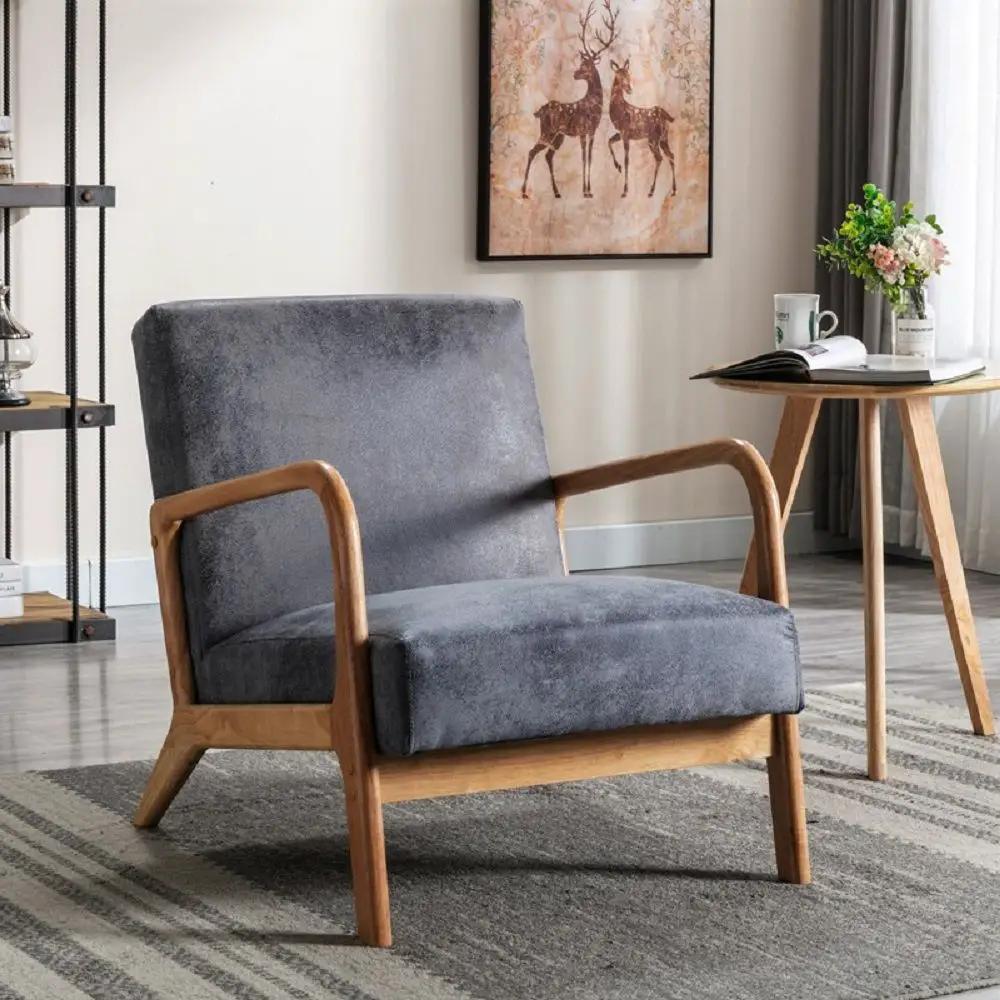 Classic Mid-Century Modern Accent Chairs, Open Framed Armchair With Cushioning by Unique Piece Furniture