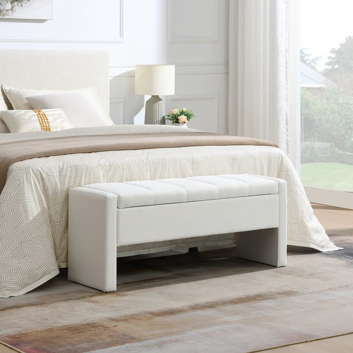 Modern Upholstered Large Bed End Bench With Storage by HouseOfZazla