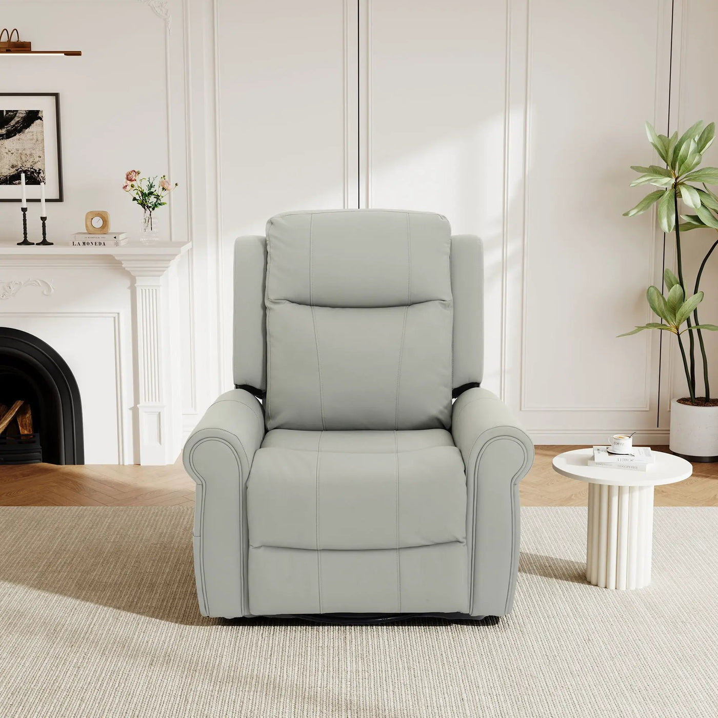 Manual Recliner Chair With 270 Degree Swivel, Massage & Heating, Dual Reclining Positions by Unique Piece Furniture