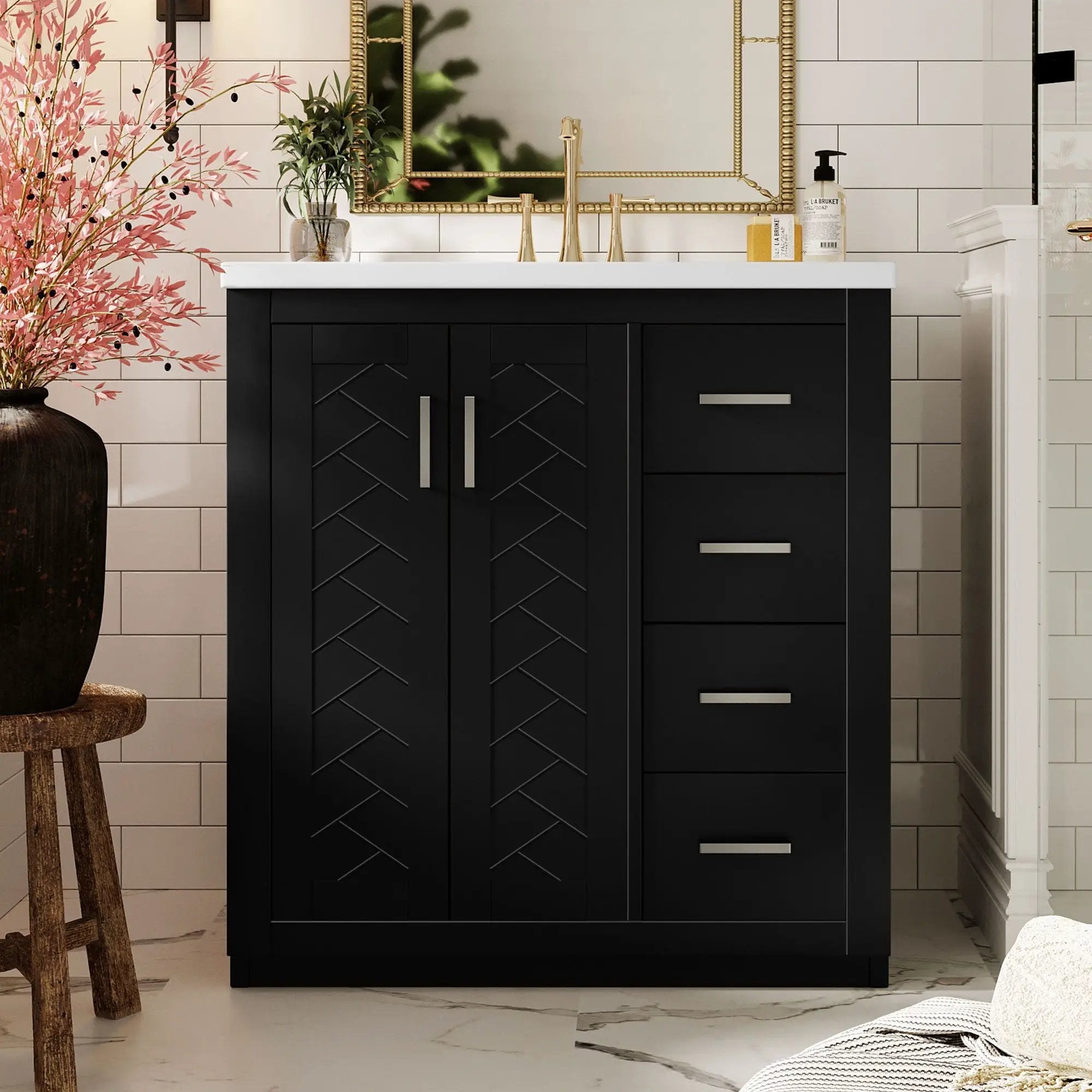Bathroom Vanity With Sink, Storage Cabinet, Freestanding Set With 3 Drawers & Soft Closing Doors by Unique Piece Furniture