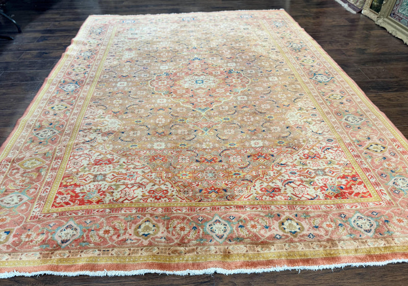Antique Persian Tabriz Khoy Rug 8x10, Handmade Wool Carpet, Light Green Beige, Vintage Rug for Modern Home by Jewel Rugs