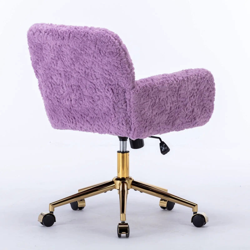 Office Chair, Artificial Rabbit Hair Home Office Chair With Metal Base, Adjustable Desk Chair Swivel Office Chair, Vanity Chair by HouseOfZazla