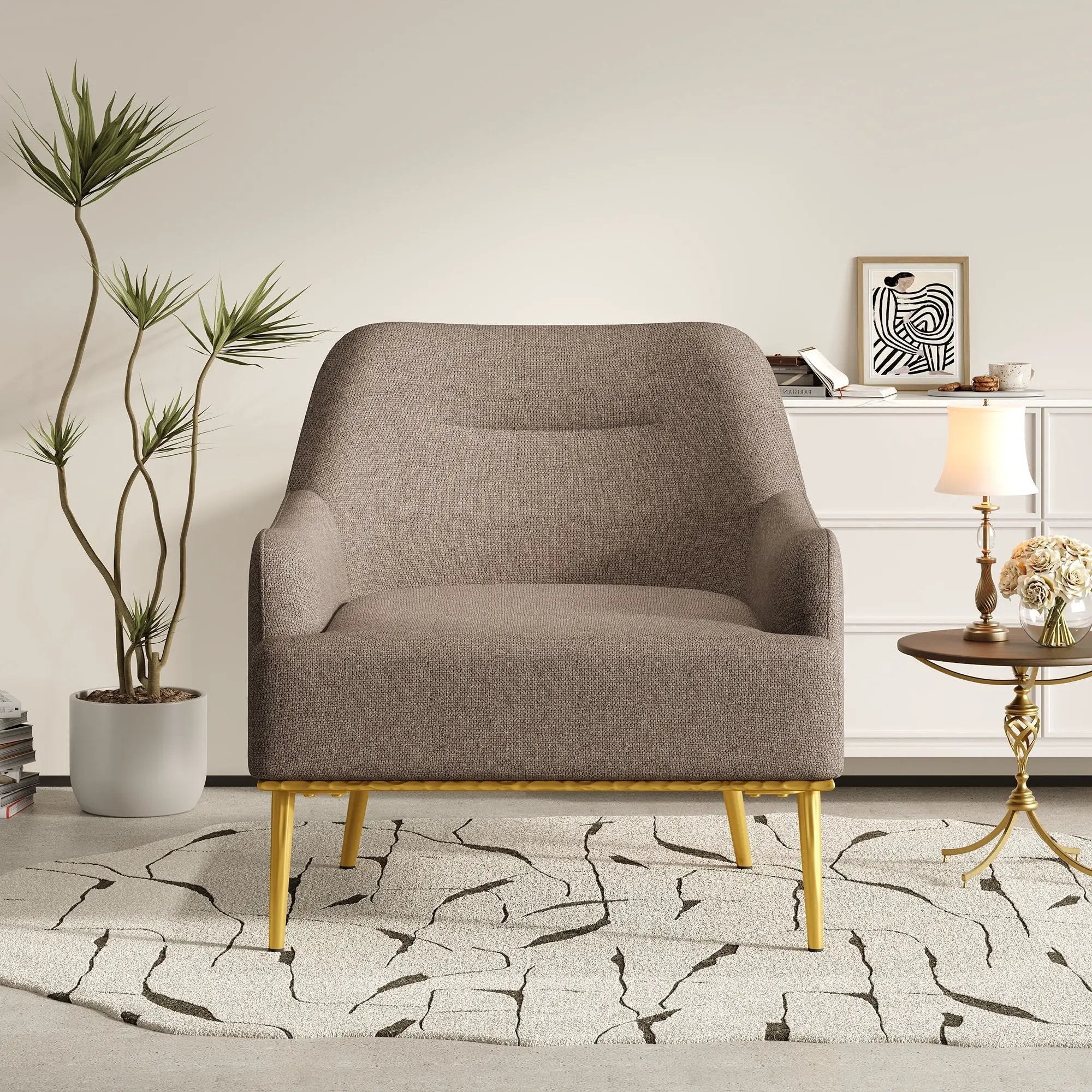 Modern Elegance Accent Chair With Curved Backrest by HouseOfZazla