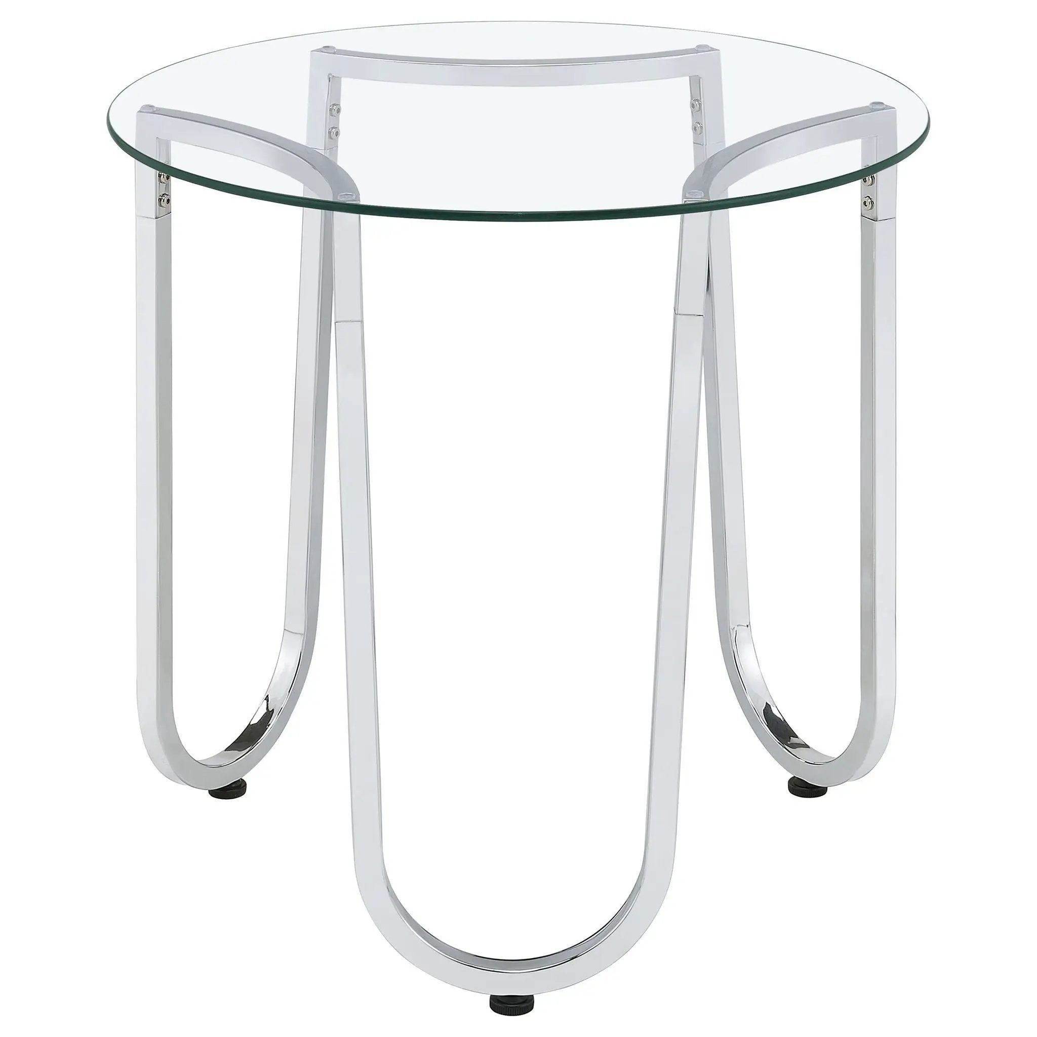 Beller 2-piece Round Tempered Glass Top Coffee Table Set Chrome by Unique Piece Furniture