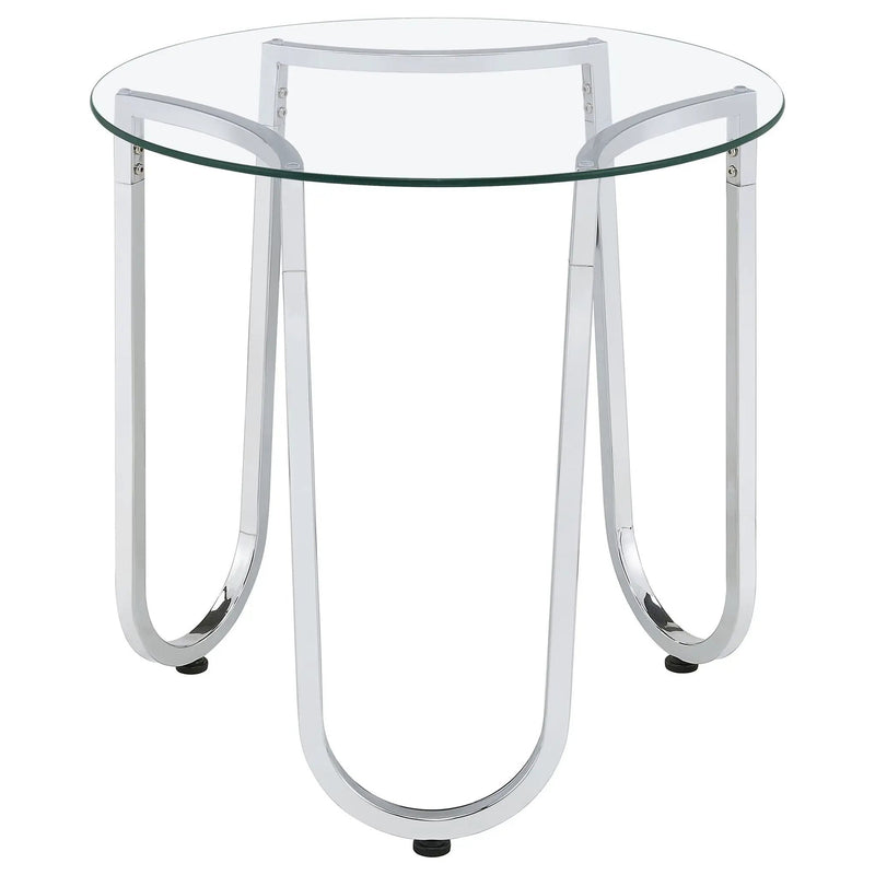 Beller 2-piece Round Tempered Glass Top Coffee Table Set Chrome by Unique Piece Furniture