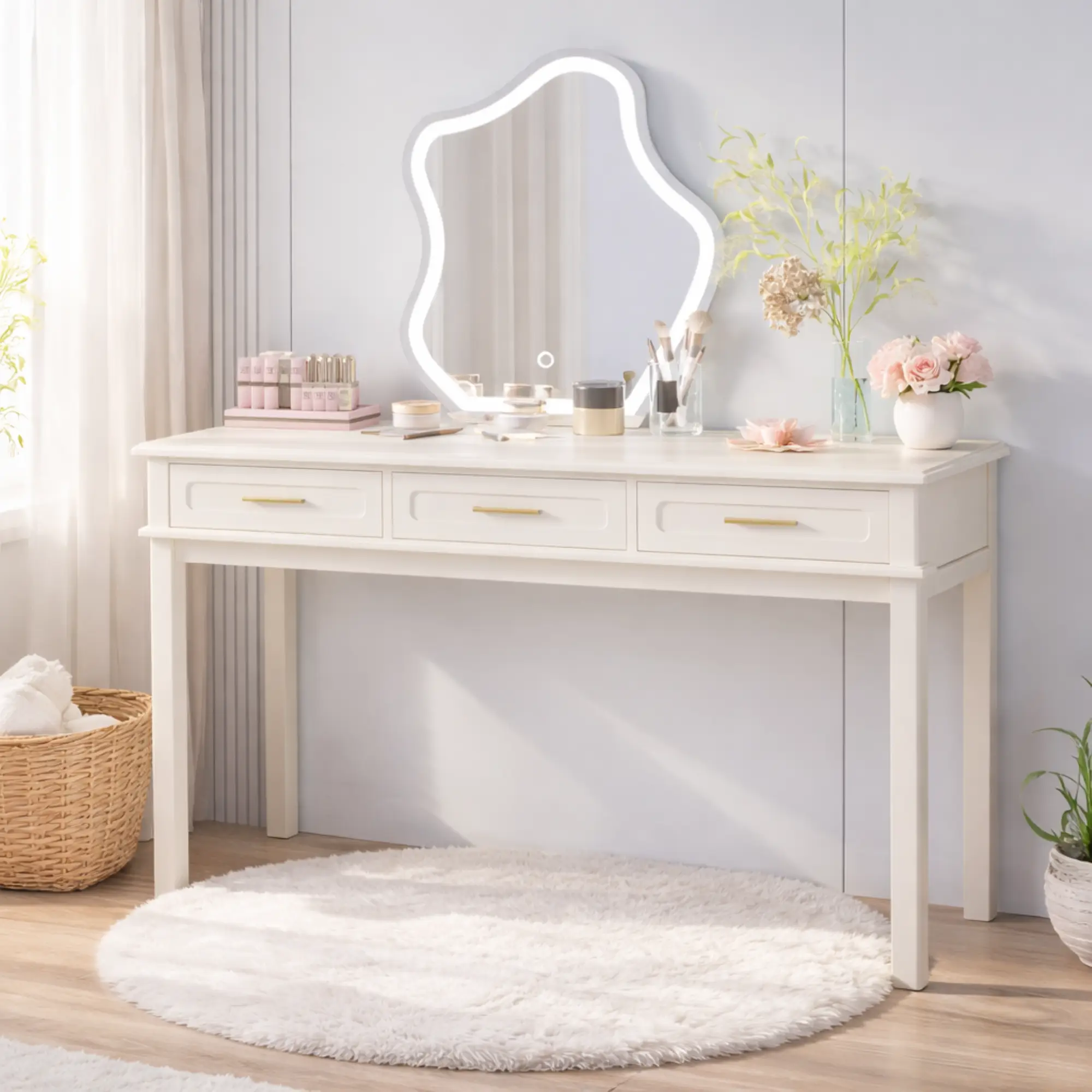 Cream Makeup Vanity by HouseOfZazla