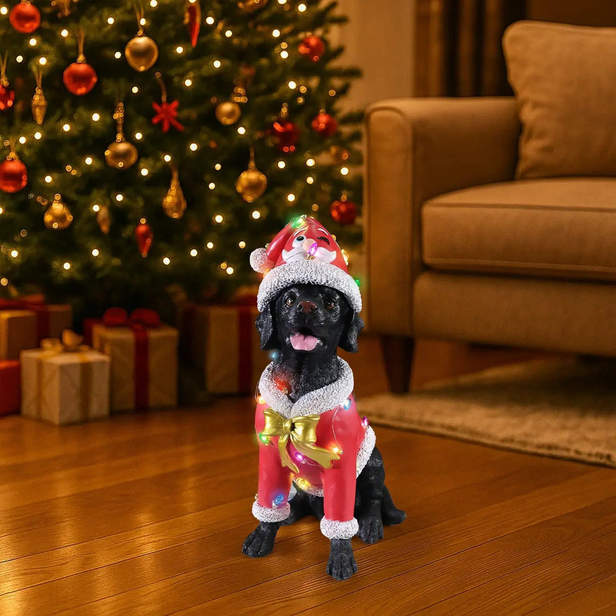 Festive Labrador Christmas Statue by HouseOfZazla