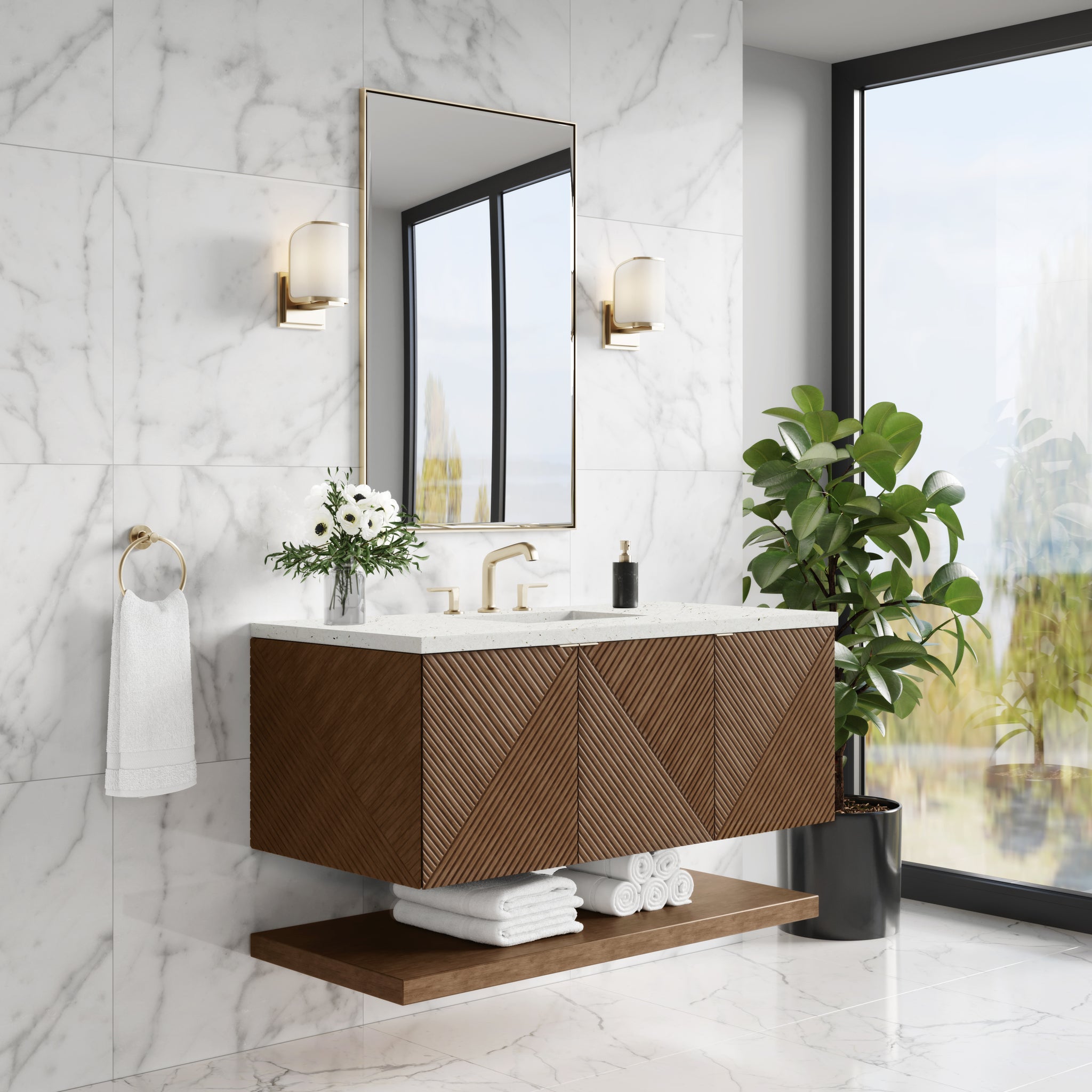 James Martin Marcello 48" Floating Single Bathroom Vanity, Chestnut, view 31