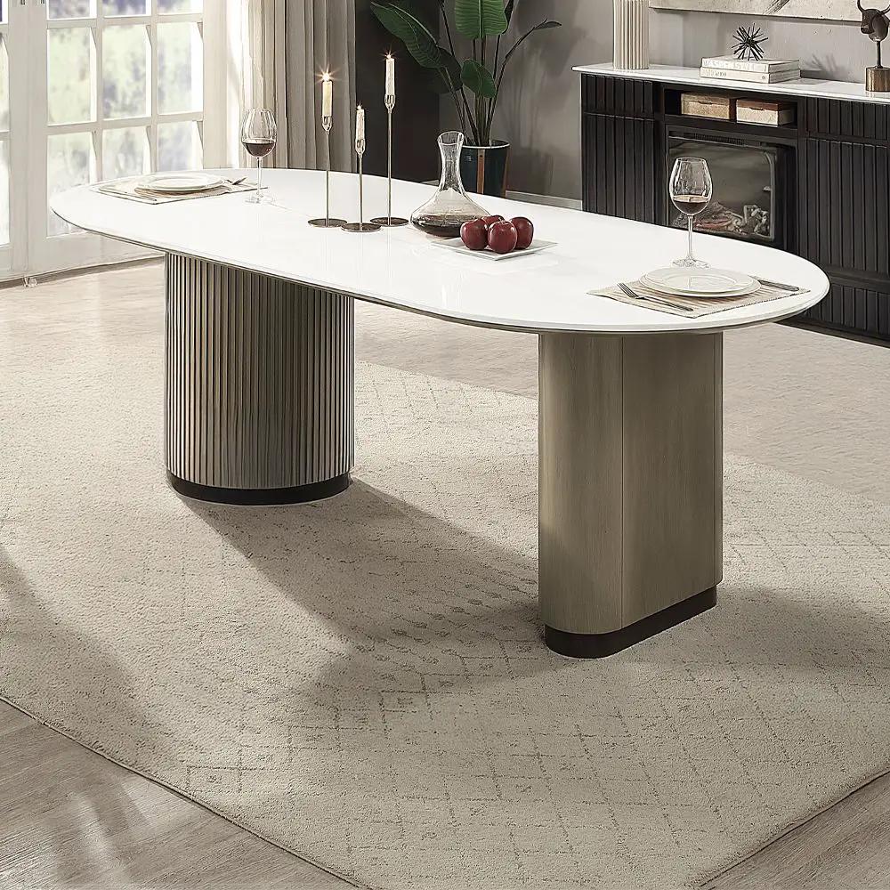 Clayten - Dining Table - Engineered Top & Light Oak by Unique Piece Furniture