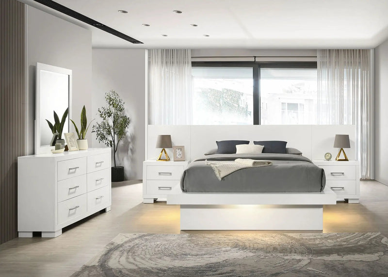 Jessica 5-piece Eastern King LED Bedroom Set Snow White by Unique Piece Furniture