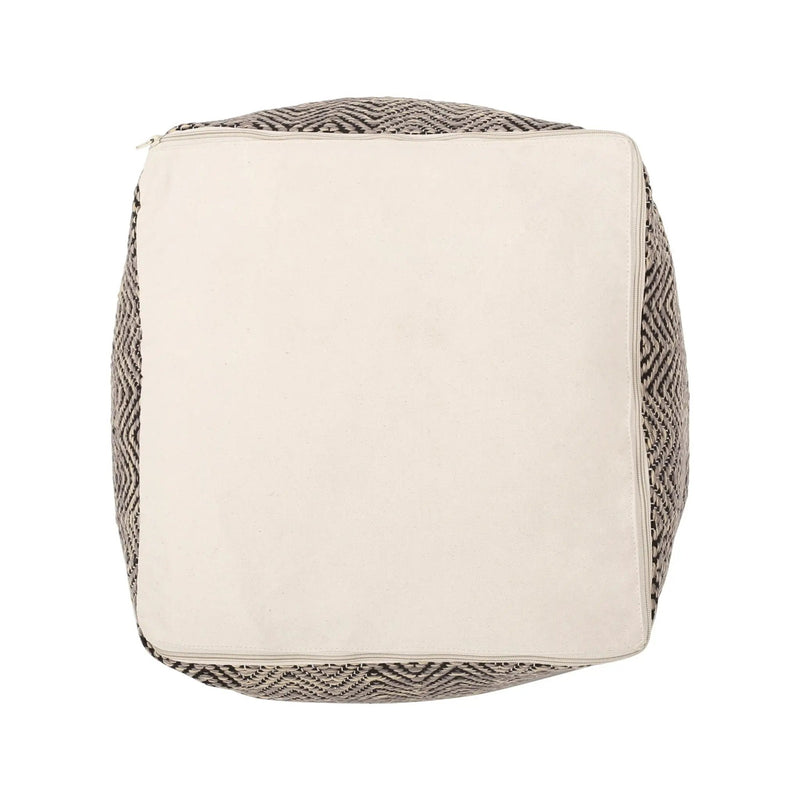 Barracuda - Handcrafted Cotton Pouf With Chevron Pattern - Brown / Beige by Unique Piece Furniture