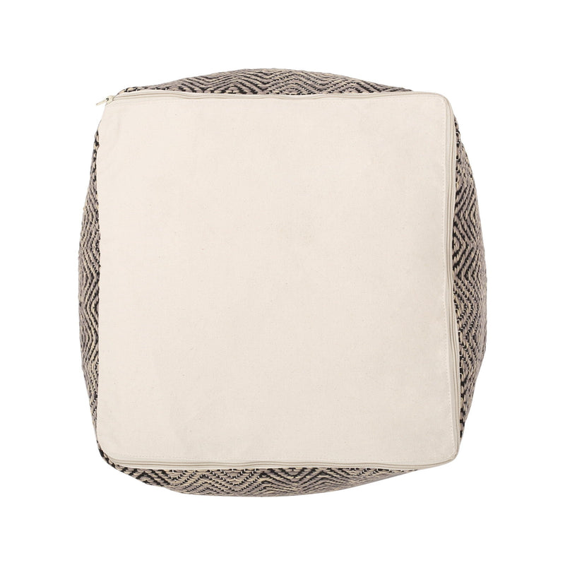 Barracuda - Handcrafted Cotton Pouf With Chevron Pattern - Brown / Beige