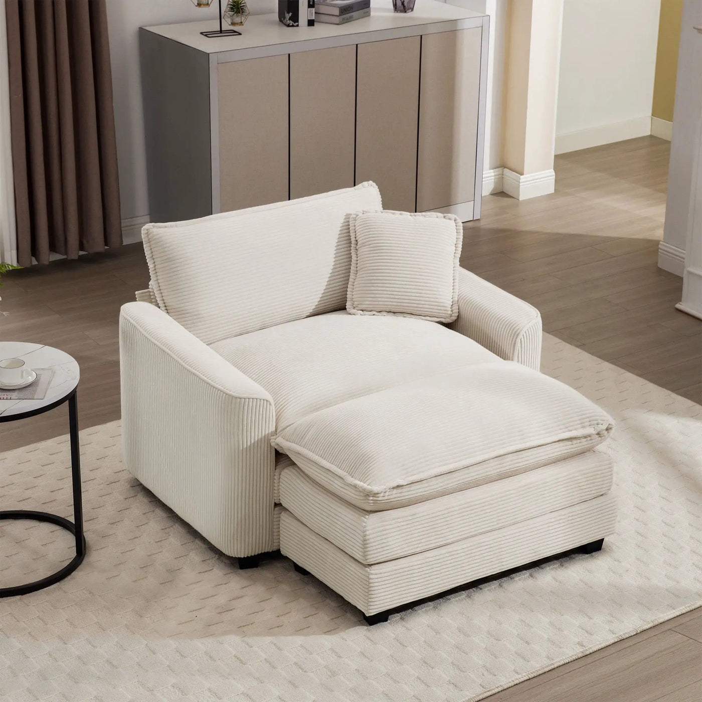 Classic Modern Comfortable Single Chair Deep Seat Sofa With Footstool by Unique Piece Furniture