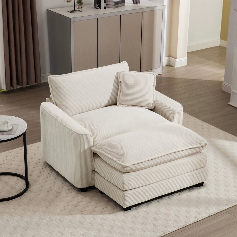 Classic Modern Comfortable Single Chair Deep Seat Sofa With Footstool by Unique Piece Furniture