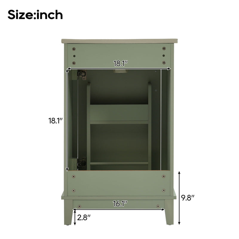 Modern Small Bathroom Vanity Cabinet With Ceramic Basin, Ample Storage, 1 Soft Close Door by HouseOfZazla