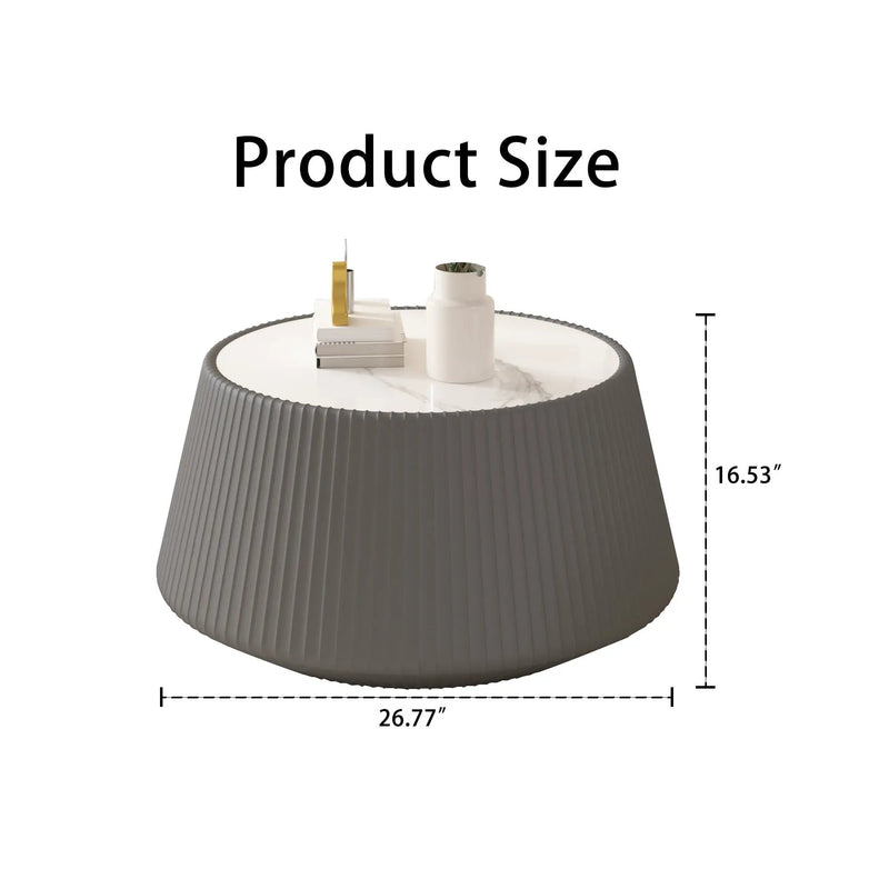 Light Sintered Stone Top Cup Shape Leather Coffee Table by HouseOfZazla