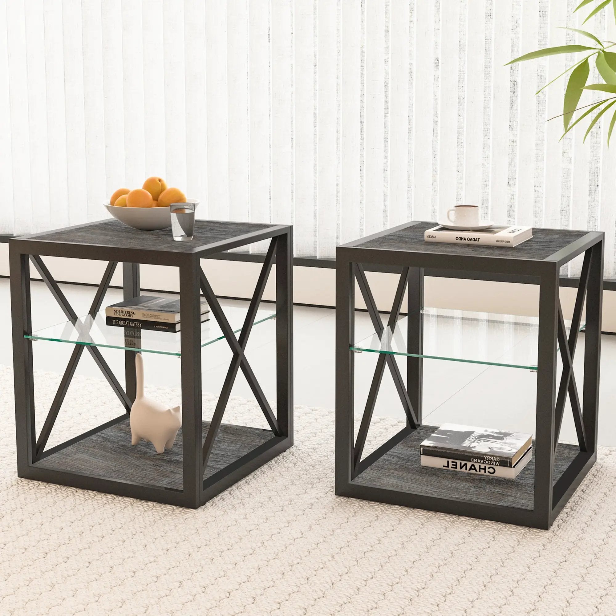 Set of 2 Modern End Tables for Bedroom & Living Room by HouseOfZazla