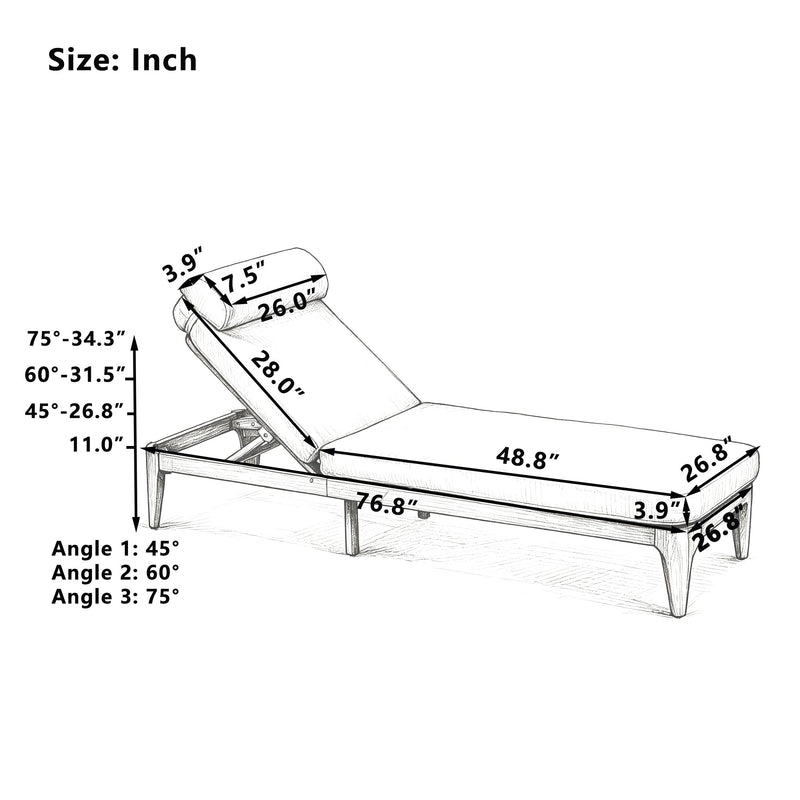 TOPMAX Acacia Wood Chaise Lounge by HouseOfZazla